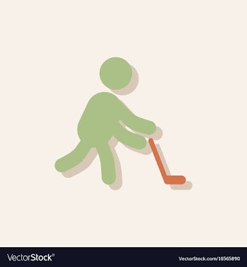 Silhouette of athlete practicing hokey in sticker vector image