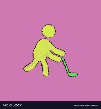 Silhouette of athlete practicing hokey in vector image