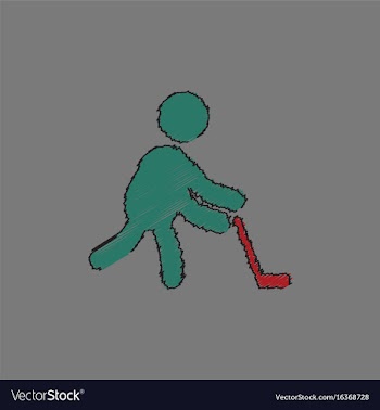 Silhouette of athlete practicing hokey in vector image