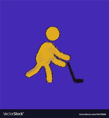 Silhouette of athlete practicing hokey in vector image