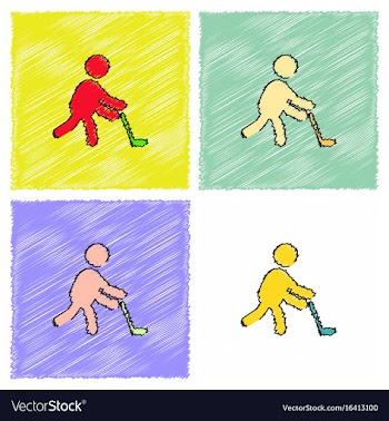 Silhouette of athlete practicing hokey in vector image