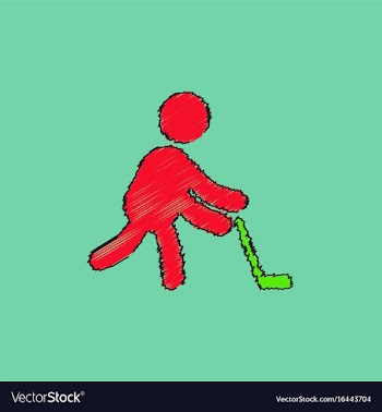 Silhouette of athlete practicing hokey in vector image