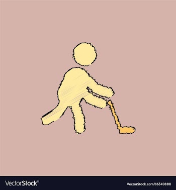 Silhouette of athlete practicing hokey in vector image