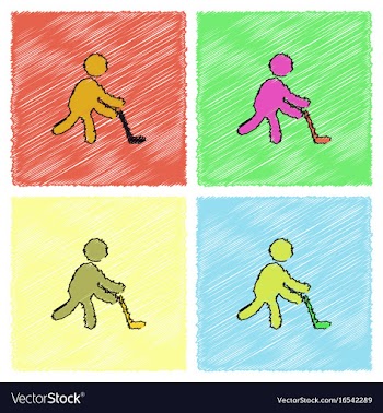 Silhouette of athlete practicing hokey in vector image