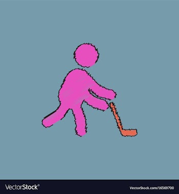 Silhouette of athlete practicing hokey in vector image