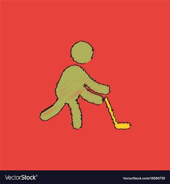 Silhouette of athlete practicing hokey in vector image