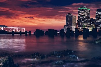 silhouette of buildings during sunset