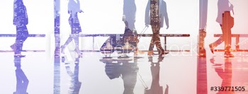 Silhouette of business people on their trip at the airport