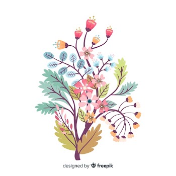 Silhouette of flowers flat design on white background Free Vector