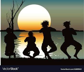 silhouette of four children standing together
