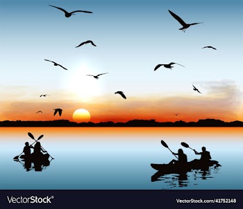 silhouette of fours people rowing boat