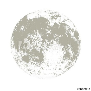 Silhouette of full moon hand drawn on white background