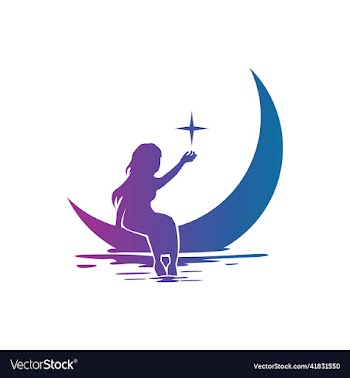 silhouette of girl riding the moon