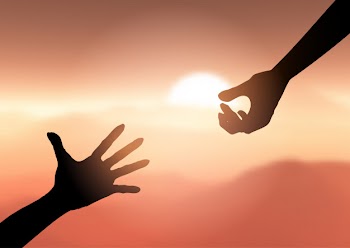 Silhouette of hands reaching out to help Free Vector