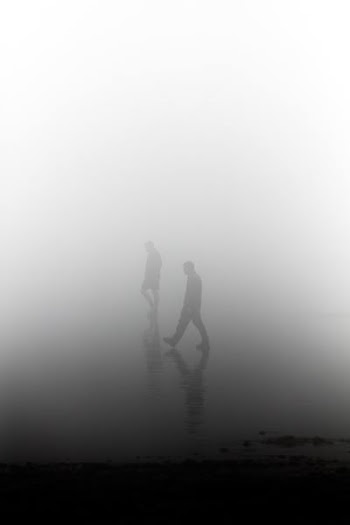 silhouette of man during foggy day