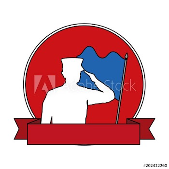 silhouette of military saluting with flag design