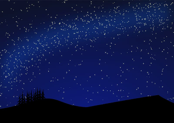 Silhouette of mountain and trees illustration, Star Night sky ...