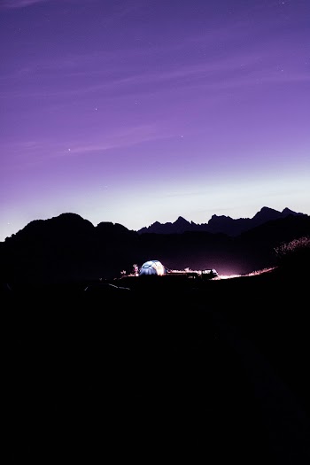 Silhouette of Mountain during Night Time