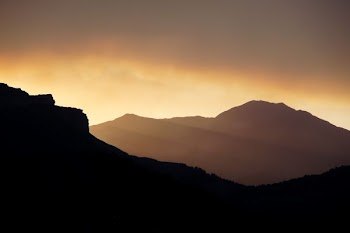 silhouette of mountain during nighttime