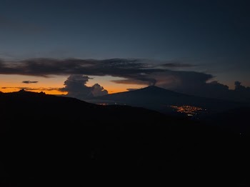 silhouette of mountain during sunset