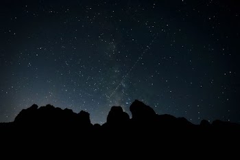silhouette of mountain under milky way