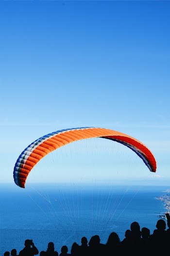 Silhouette of People Looking at Parachute