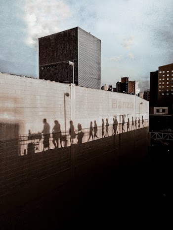 Silhouette of People Walking on Street Scenery
