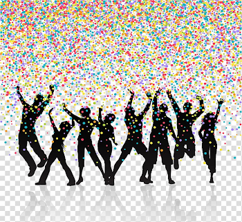 Silhouette of people with confetti illustration, Party Silhouette ...