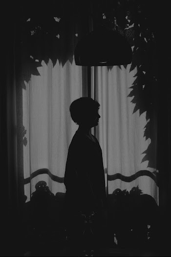 Silhouette of Person in Front of Curtains