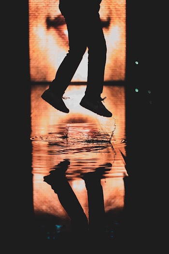 Silhouette of Person Jumping