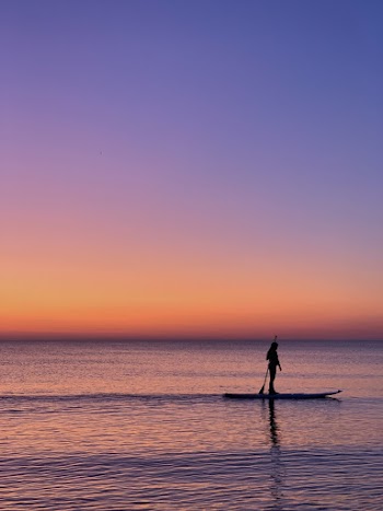 Silhouette of Person Riding Board during Sunset