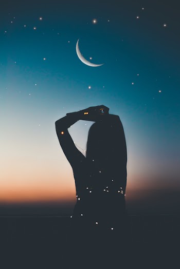 Silhouette of Person Under Starry Night Artwork