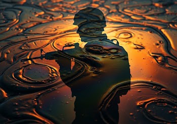 Silhouette of Soldier Over Colorful Surface