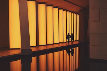 silhouette of two person