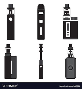 silhouette of vape smoking tools on