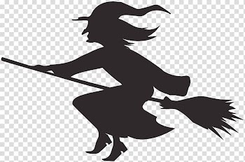 Silhouette of witch riding broom stic, Halloween Witchcraft Silhouette Sewing, Halloween Witch Silhouette transparent background PNG clipart