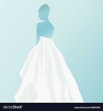 silhouette of young woman in elegant wedding dress