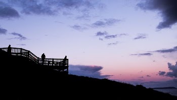 silhouette person on black stair