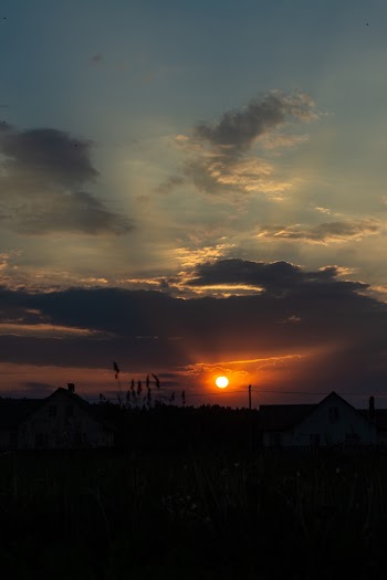 Silhouette Photo of Houses During Golden Hour
