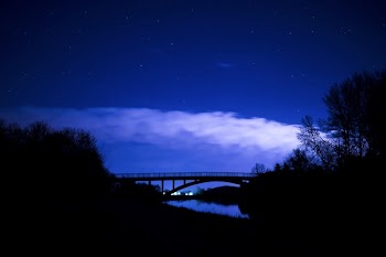 Silhouette Photo of Truss Bridge