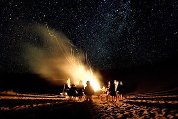 silhouette photography of group of people surrounding on bonfire