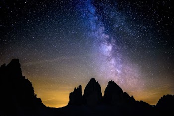 Silhouette Photography of Rocky Mountains Under Starry Sky