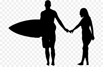 Silhouette Surfing Surfboard - couple silhouette 