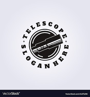 silhouette telescope logo in circle badge