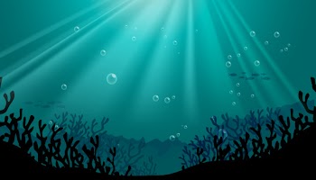 Silhouette underwater scene with coral reef background Free Vector