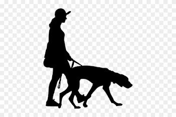 Silhouette, Walking, Dog, Women - People Walking Rain Silhouette Png