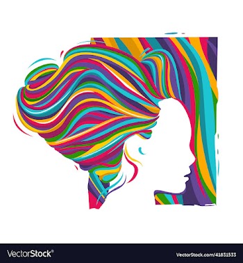 silhouette with colorful hair
