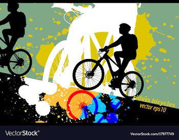 Silhouette woman ride bicycle scene vector image