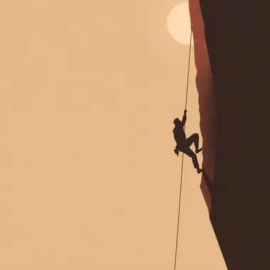 Silhouetted Rock Climber Against a Geometric Sunset Silhouetted Rock Climber Against a Geometric Sunset