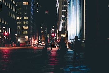 silhoutte of people during night